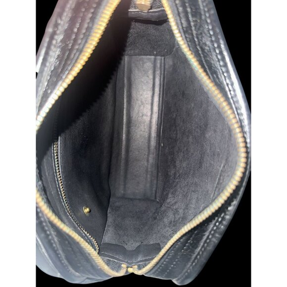 VTG Coach Metropolis Zip Bag 9087 Black Leather Brass 90s Costa Rica Hang Tag - Picture 7 of 10